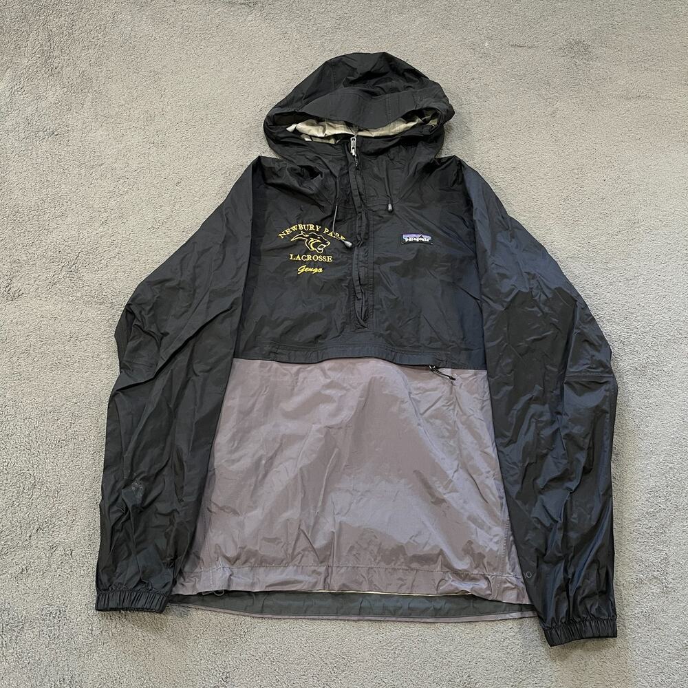 Patagonia Torrentshell Grey Black Packable Pullover Rain Jacket Men's Size Small